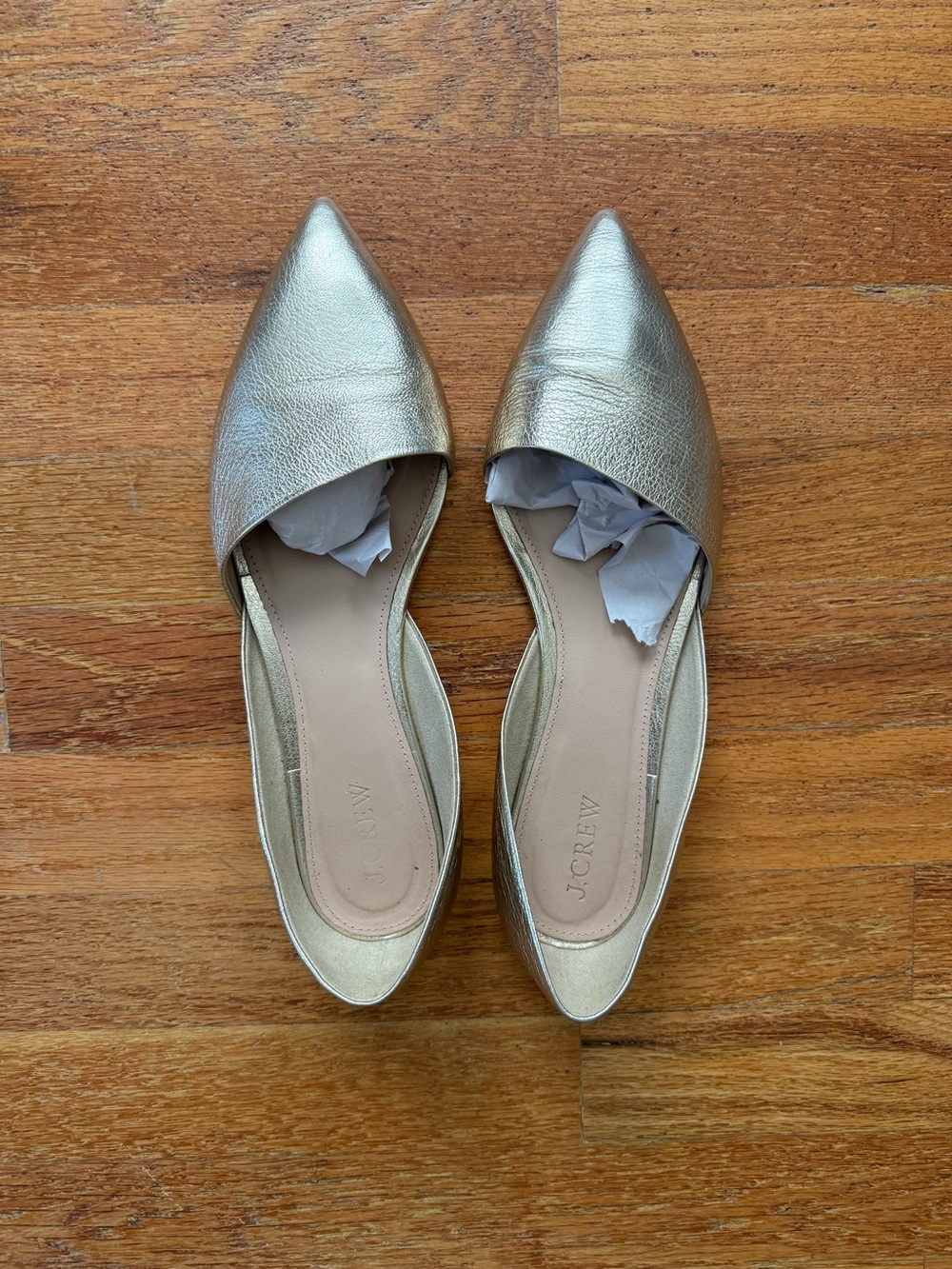 J. Crew Metallic Gold Pointed D'Orsay Flats